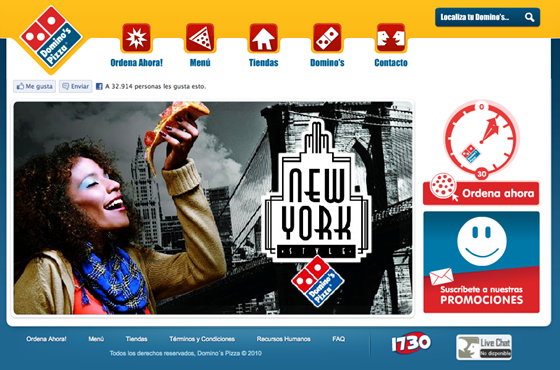 Dominos Pizza: Web site design for dominos.com.gt