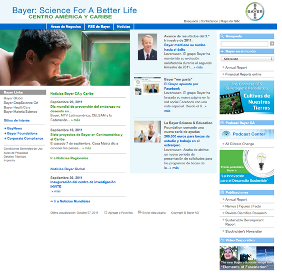 Bayer CA: Desarrollo de sitio web Bayer-ca.com