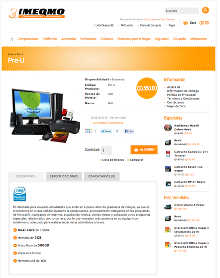 Imeqmo Online: Catálogo de productos